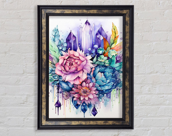 Coral Lee Blue Green Purple And Pink Crystals In Watercolour