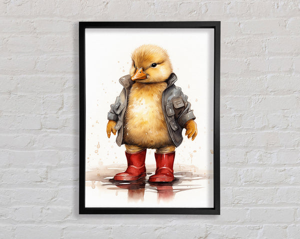 Duckling In Wellington Boots And Raincoat