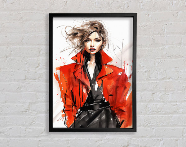 Fashion Red Coat Woman