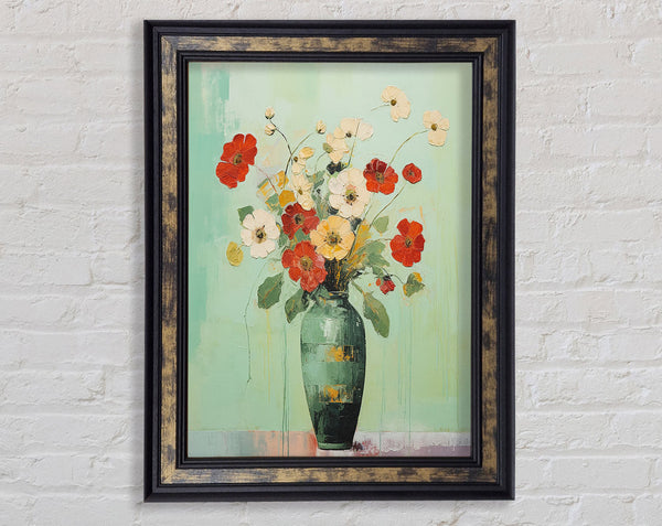 Flowers In A Green Vase