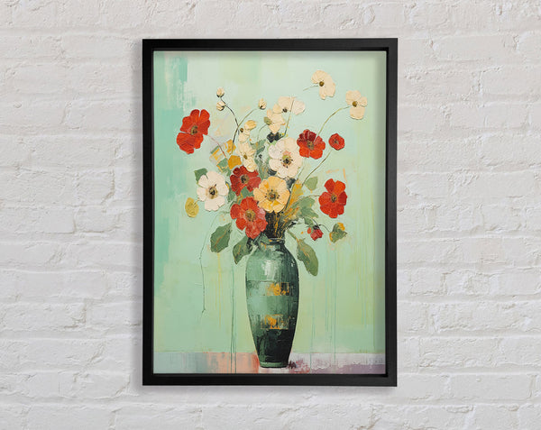 Flowers In A Green Vase