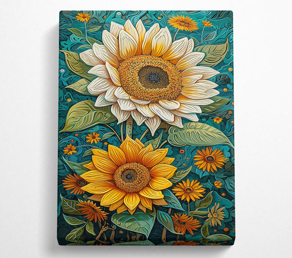 Teal Sunflowers Bloom