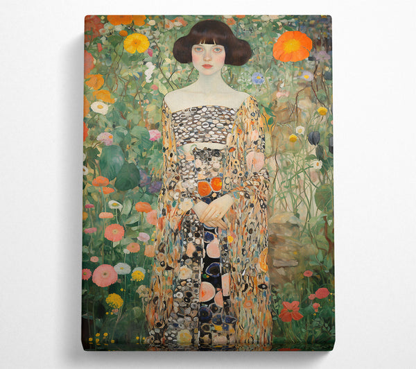 Girl In Blooming Garden Klimt Style