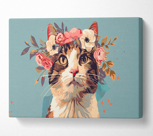 Floral Feline In Teal