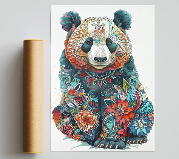 Blue Floral Panda