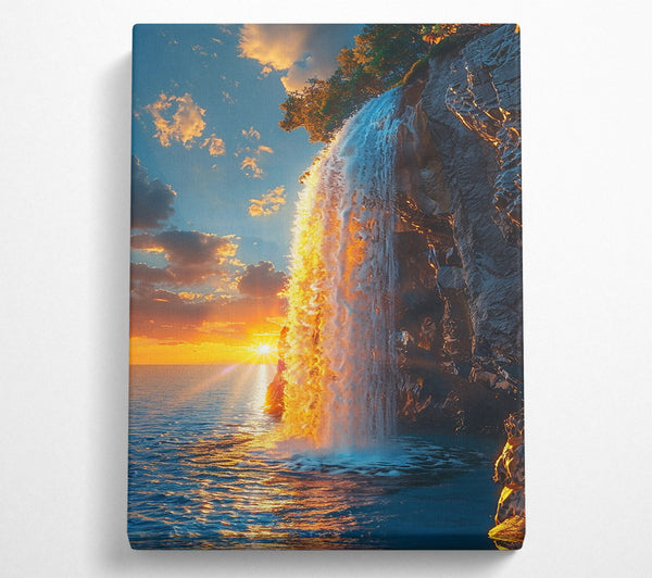 Golden Sunset Waterfall