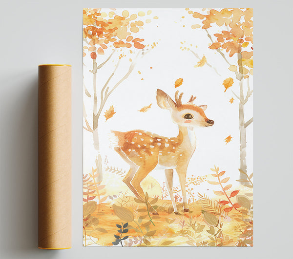 Golden Fawn In Woods