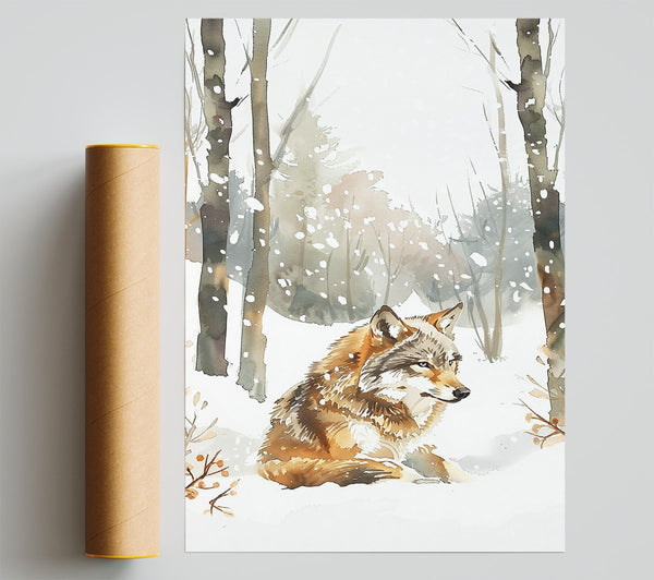 Brown Wolf In Winter