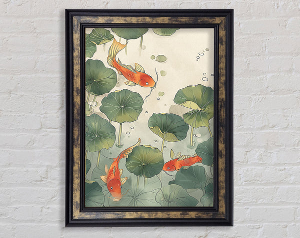 Green Lillies And Koi