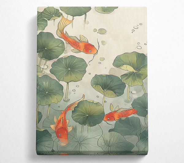 Green Lillies And Koi