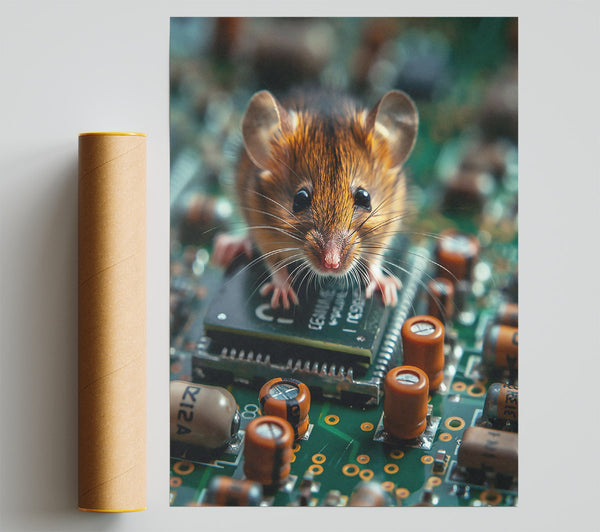 Brown Mouse On Circuitry