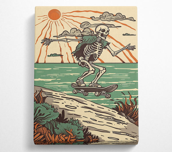 Green Ocean Sunset Skateboarder