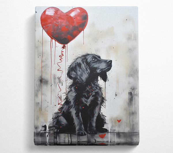 Heart Balloon Black Dog