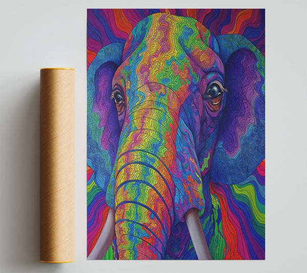 Blue Mosaic Elephant