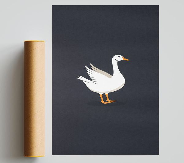 White Goose On Blue