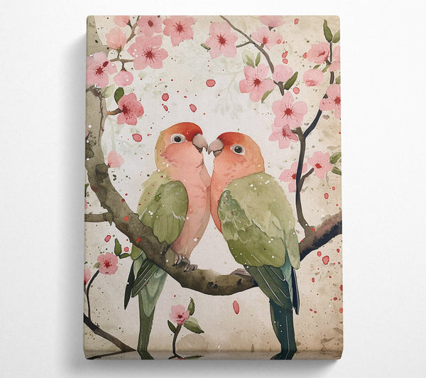 Pink Lovebirds In Bloom