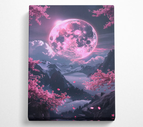 Pink Moon Above Mountains