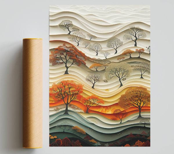 Orange Papercut Forest