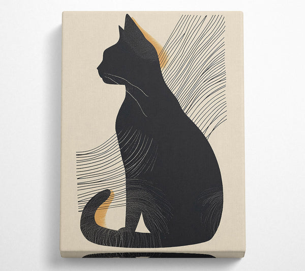 Black Cat In Gold Lines