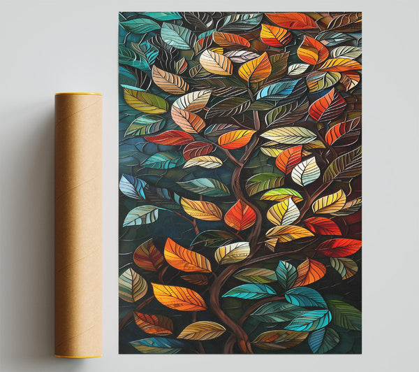 Teal Leafy Tapestry