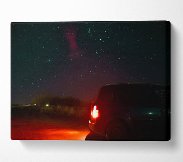 Red Taillights Under Stars