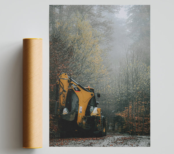 Yellow Digger In Fog