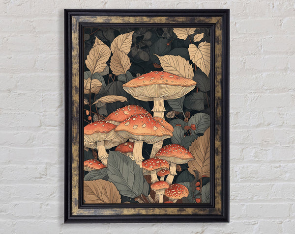 Mushrooms And Leaves