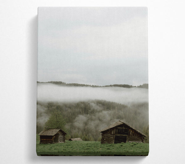 Gray Foggy Cabins