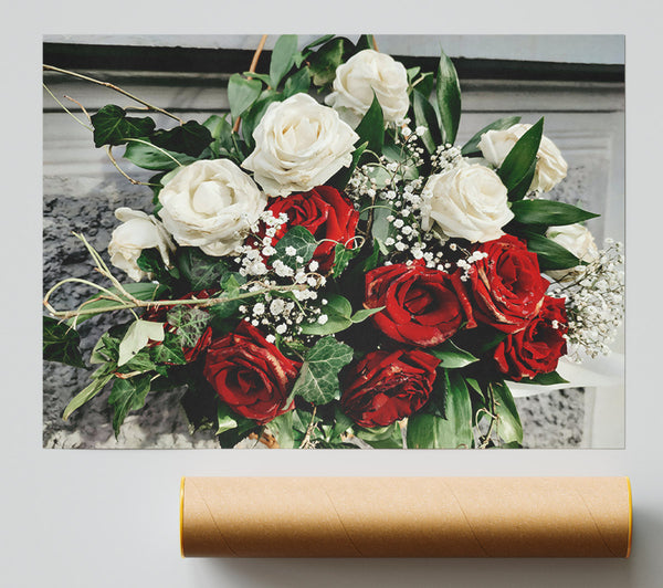 Crimson And White Bouquet