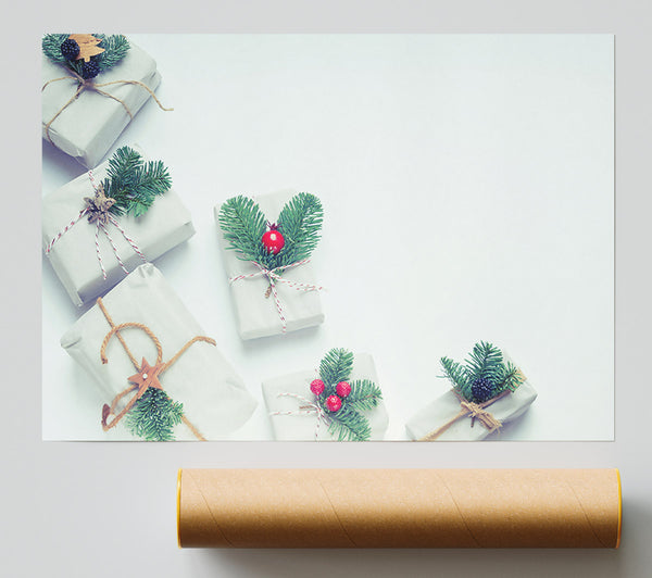 White Gifts With Red Berries