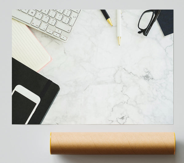 White Marble Workspace