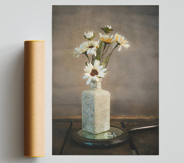 Gray Daisies On Mirror