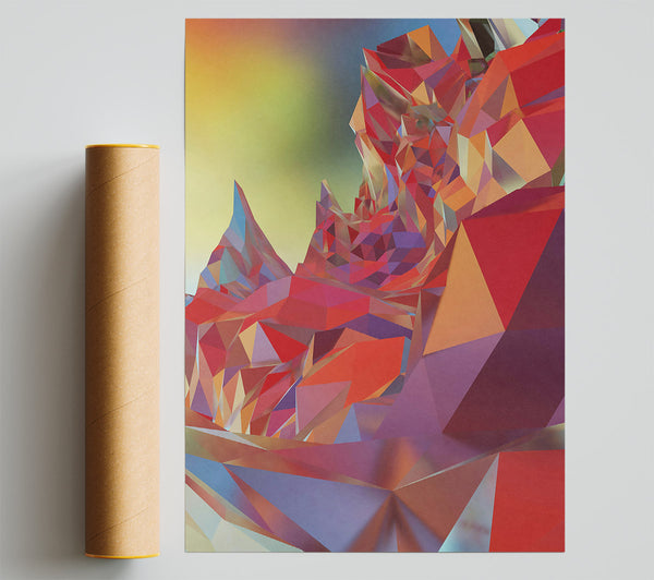 Crimson Polygonal Landscape