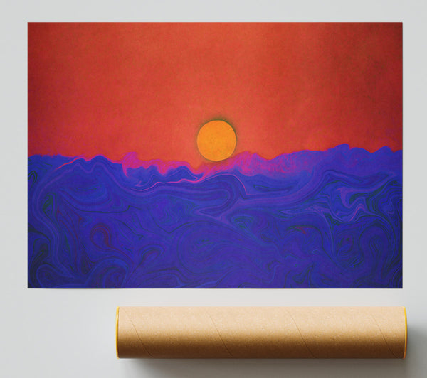 Sunset Over Blue Waves