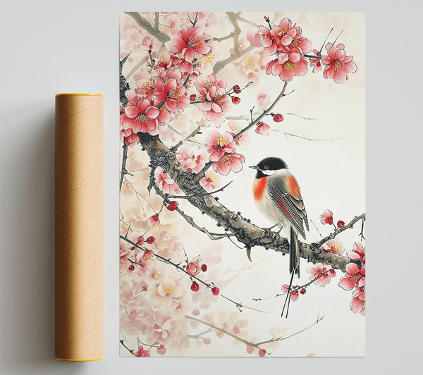 Pink Blossoms And Bird