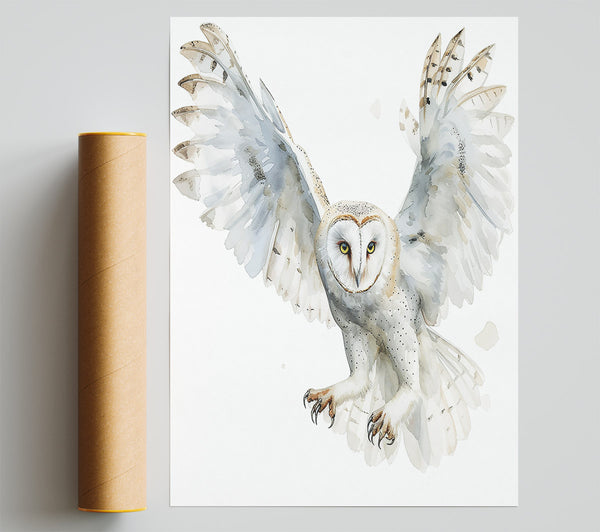 White Owl In Flight