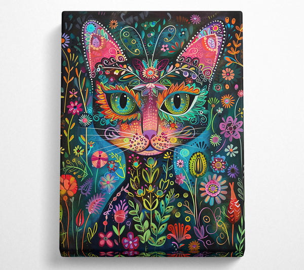 Teal Floral Feline