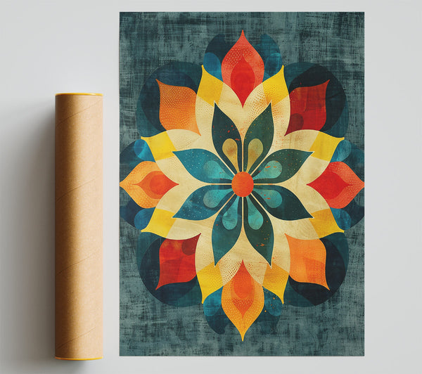 Teal Mandala Bloom