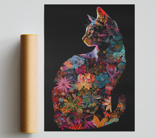 Orange Floral Feline