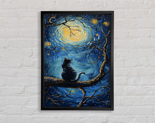 Van Gogh Cat Starry Night