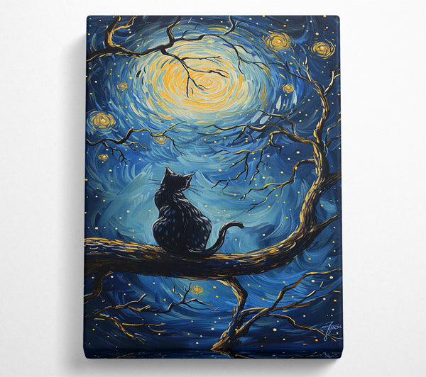 Van Gogh Cat Starry Night