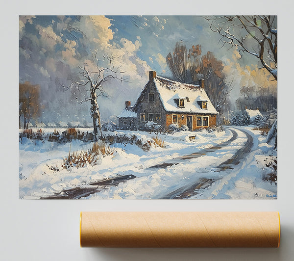 White Winter Cottage