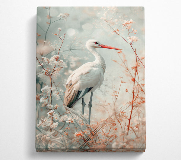 White Heron In Bloom