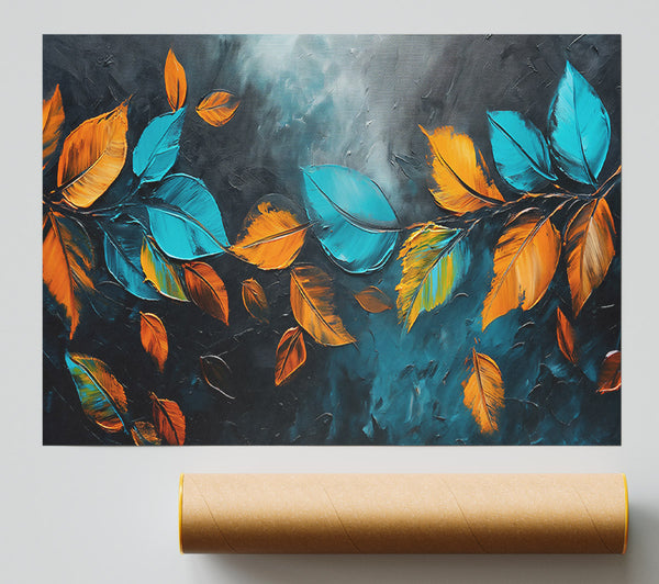 Teal Fall Leaves