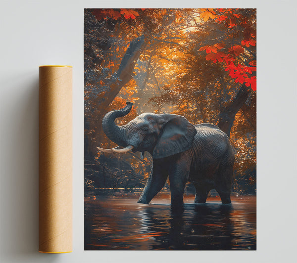 Golden Elephant In Water