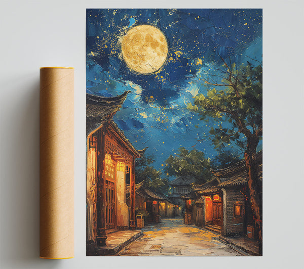 Golden Moonlit Street