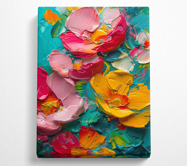 Teal Abstract Flowers