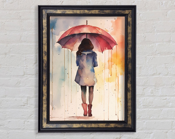 Woman With Umbrella Watercolour