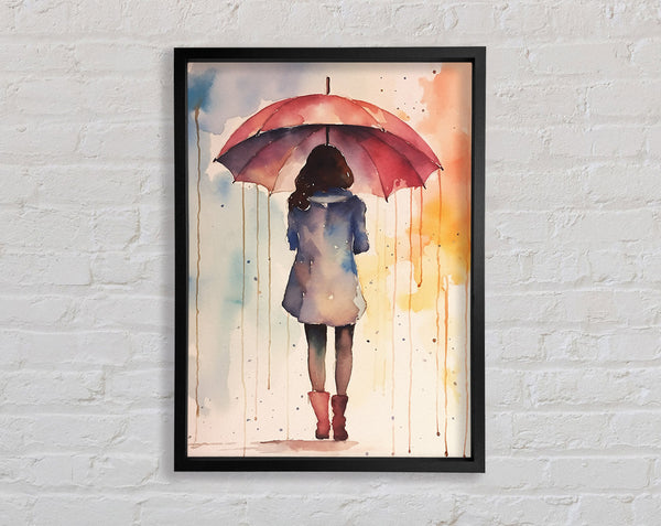 Woman With Umbrella Watercolour