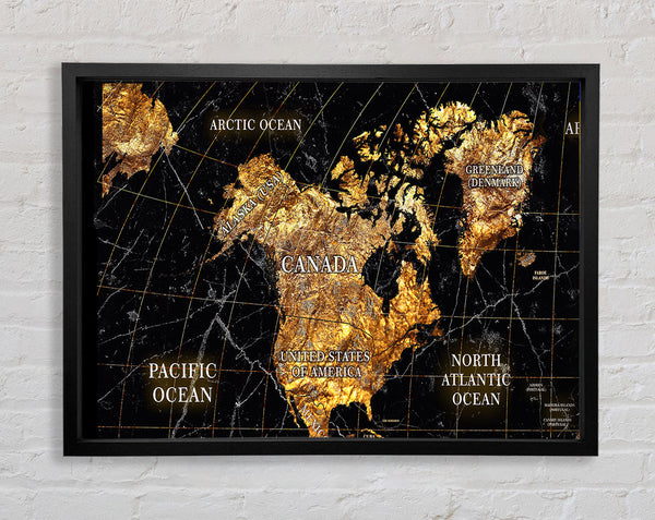 World Map Golden